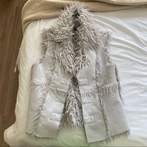 Bebe Faux Lamb Shearling Gray Vest